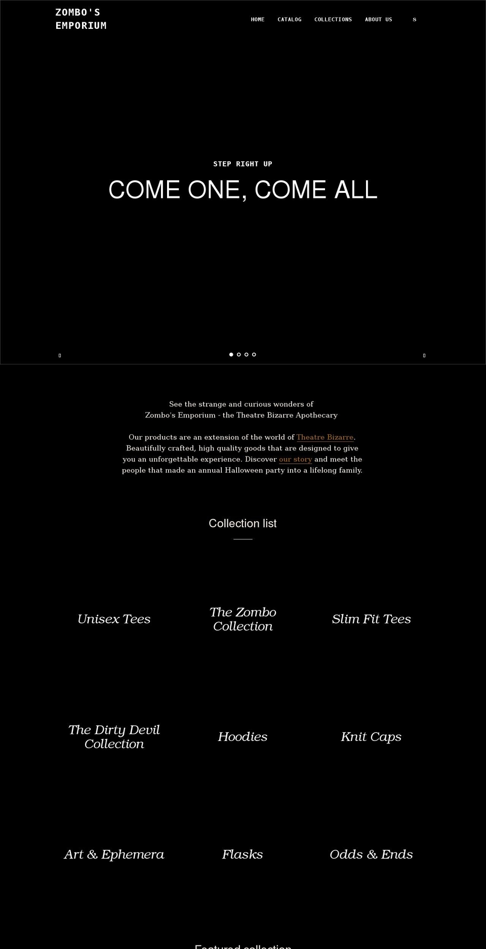 zomboshoppe.com shopify website screenshot