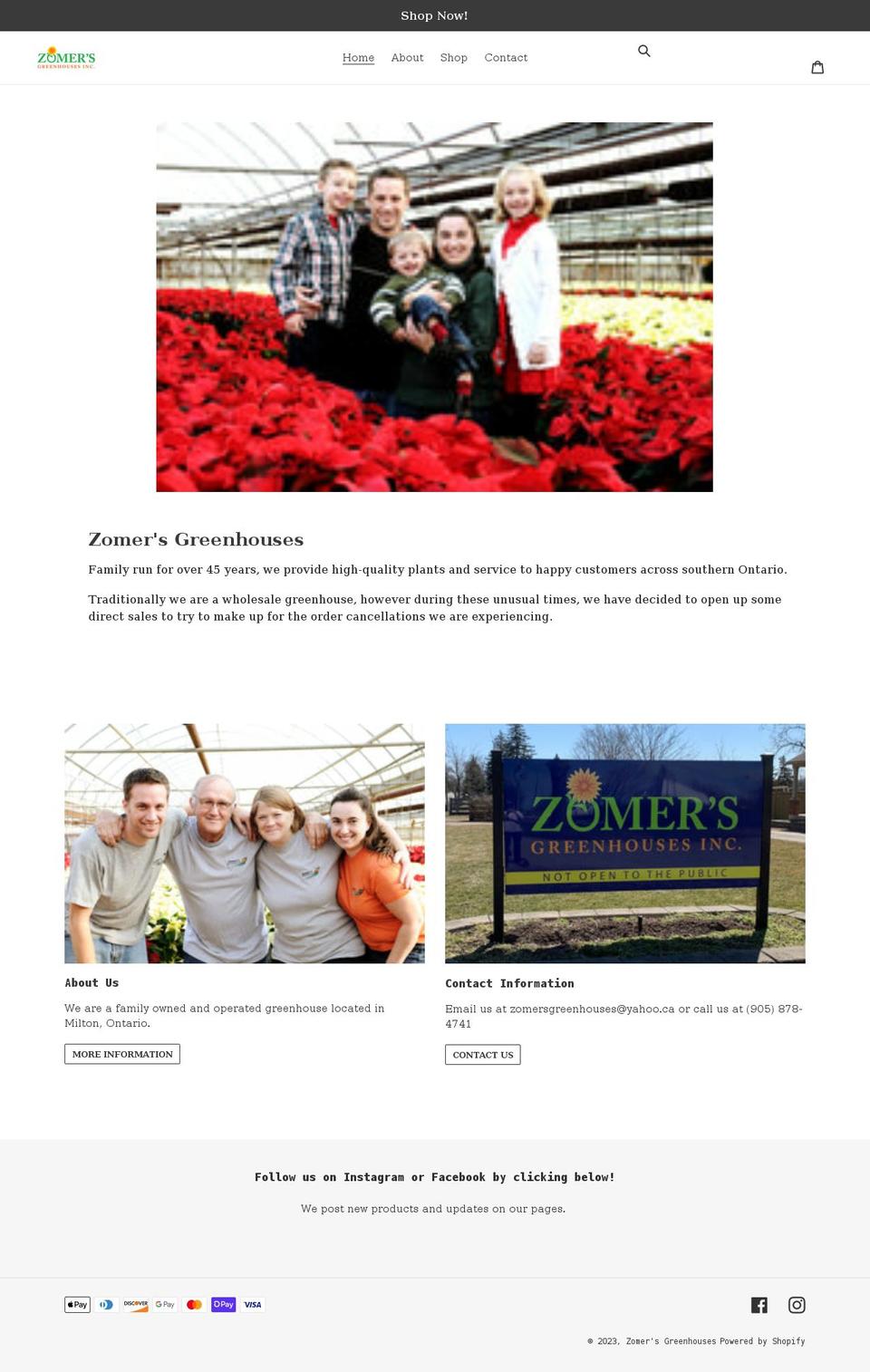 zomersgreenhouses.com shopify website screenshot