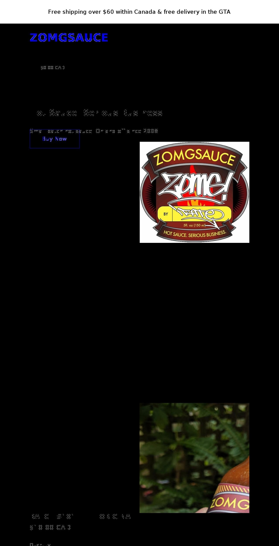 zomgsauce.com shopify website screenshot