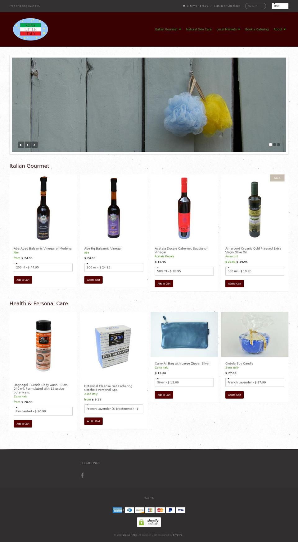 mono Shopify theme site example zonalittleitaly.com