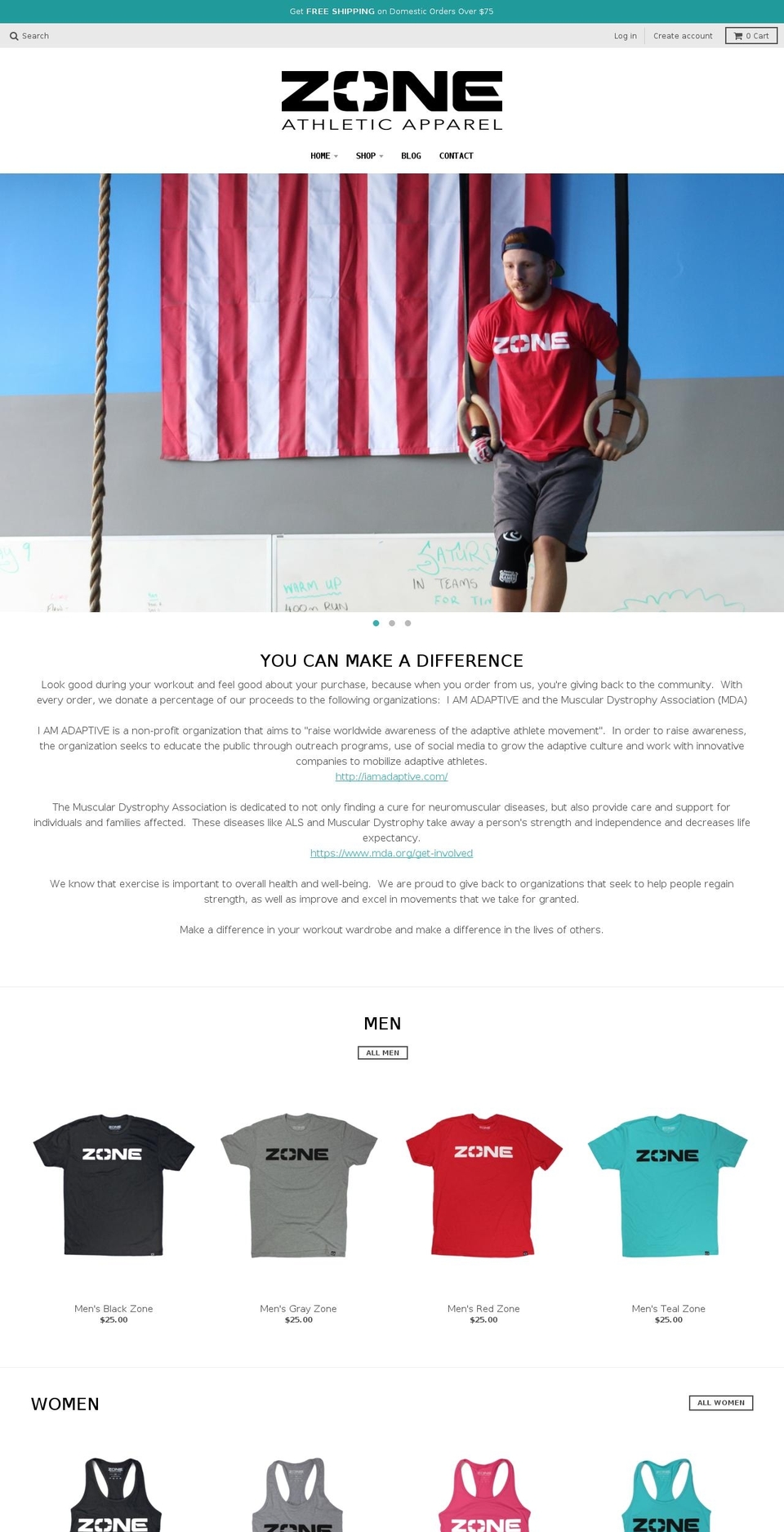zoneathleticapparel.com shopify website screenshot