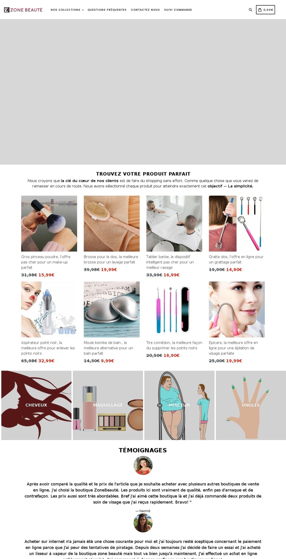 zonebeaute.com shopify website screenshot