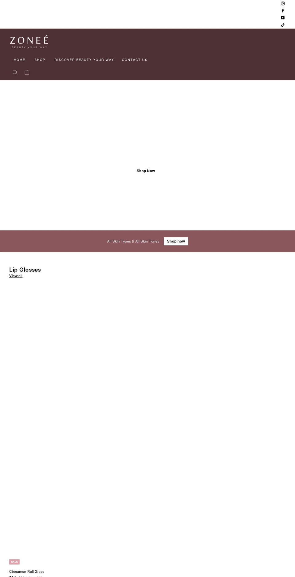 zoneebeauty.com shopify website screenshot