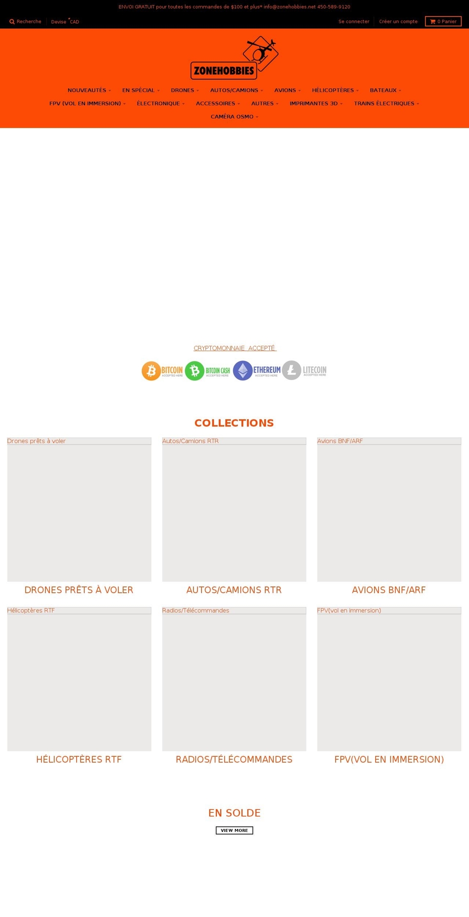 zonehobby.ca shopify website screenshot