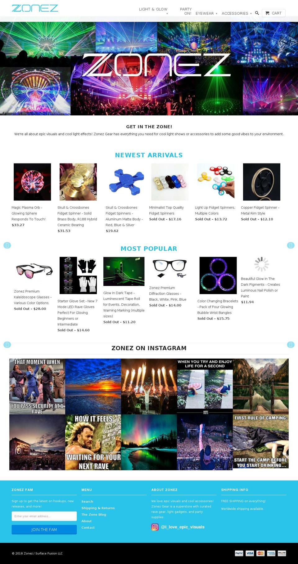 zonezgear.com — Shopify storefront screenshot