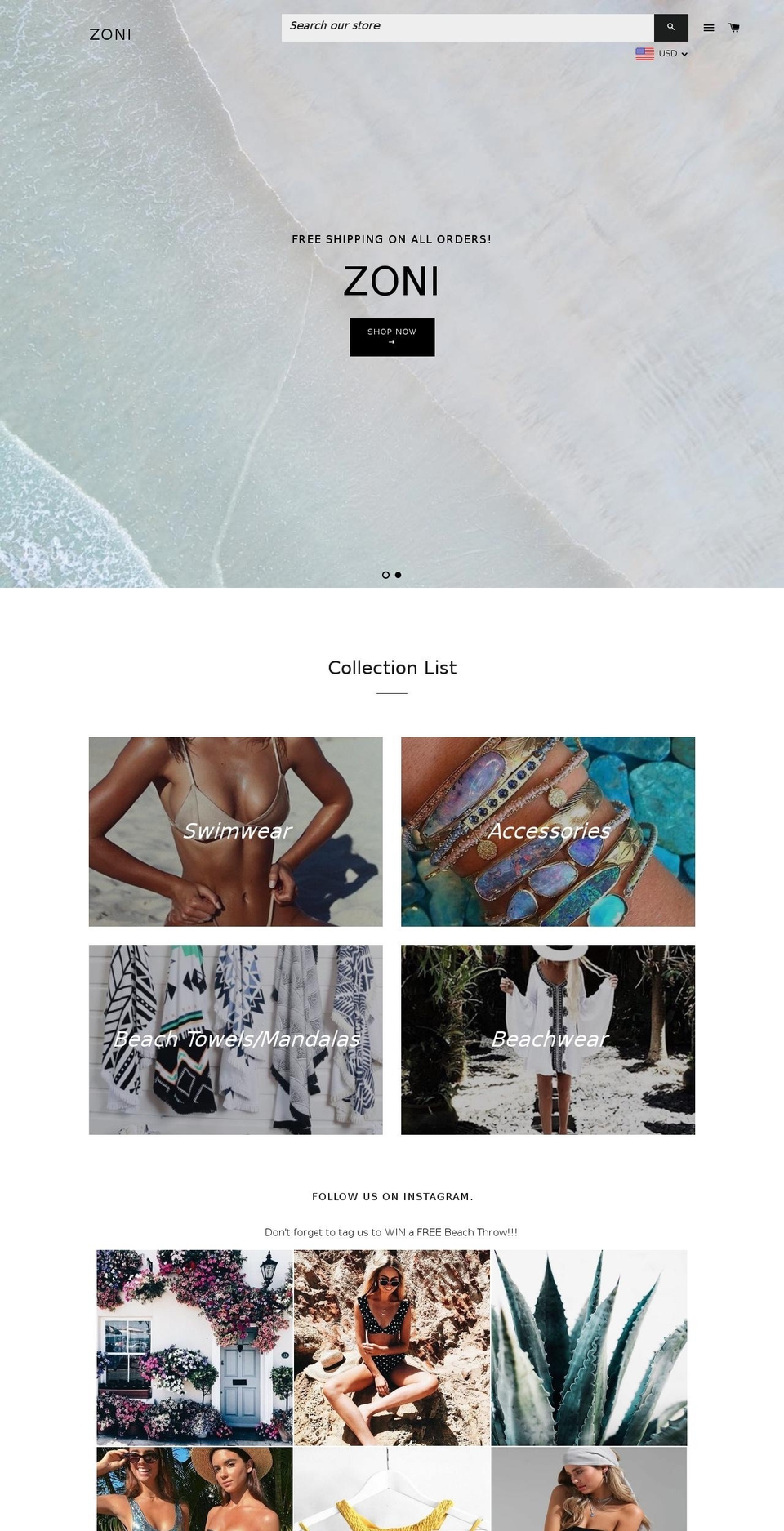 zoniswim.com — Shopify storefront screenshot