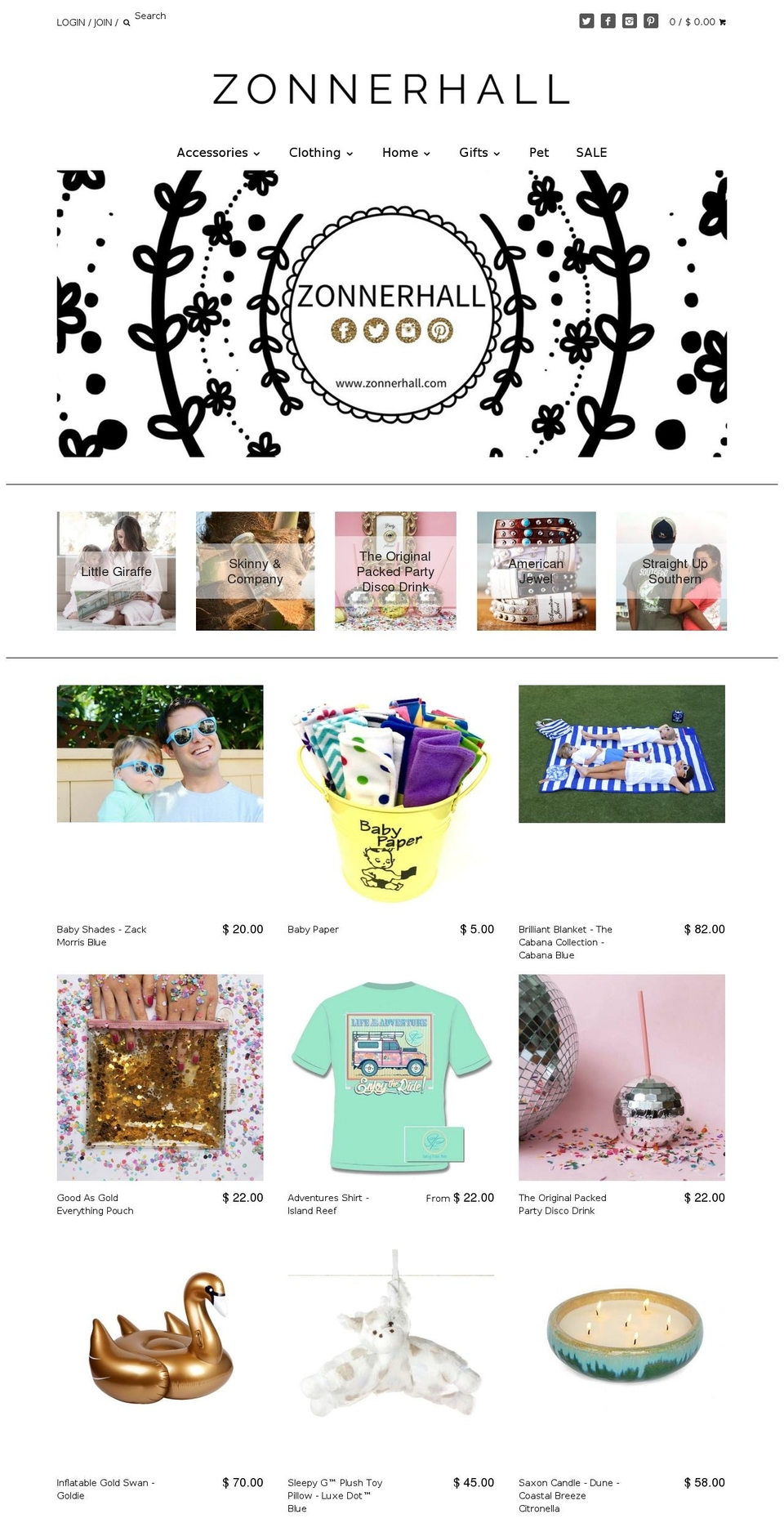 zonnerhall.com shopify website screenshot