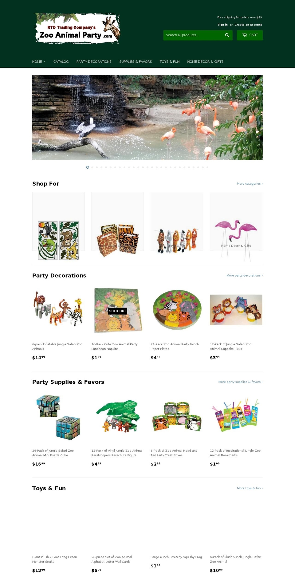 zooanimalparty.com shopify website screenshot