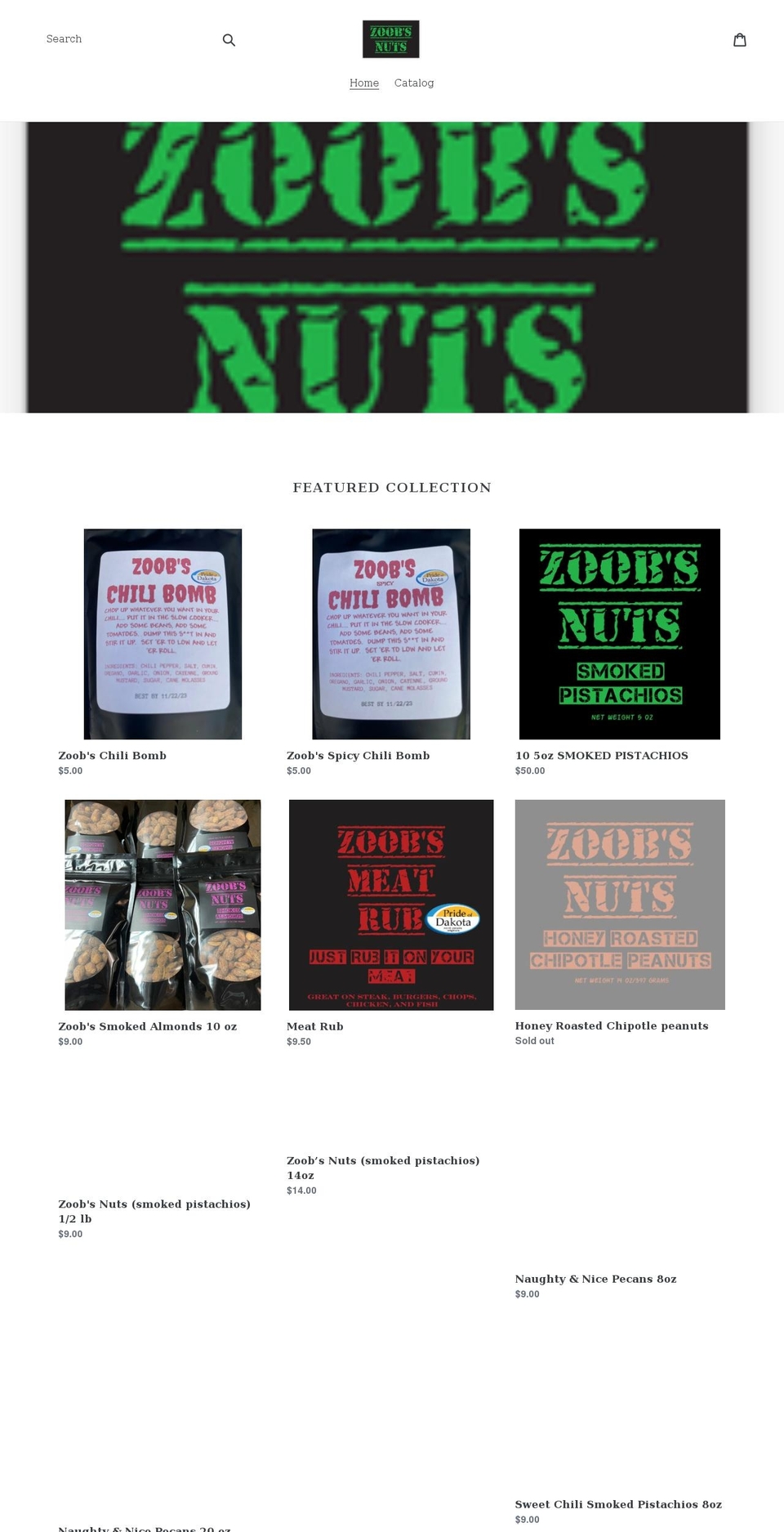 zoobsnuts.com shopify website screenshot