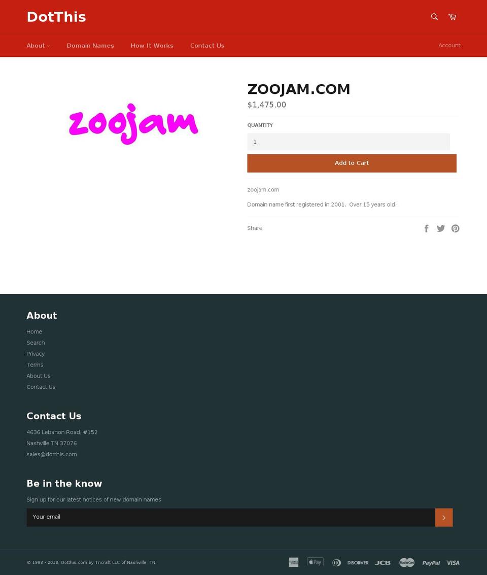 zoojam.com — Shopify storefront screenshot