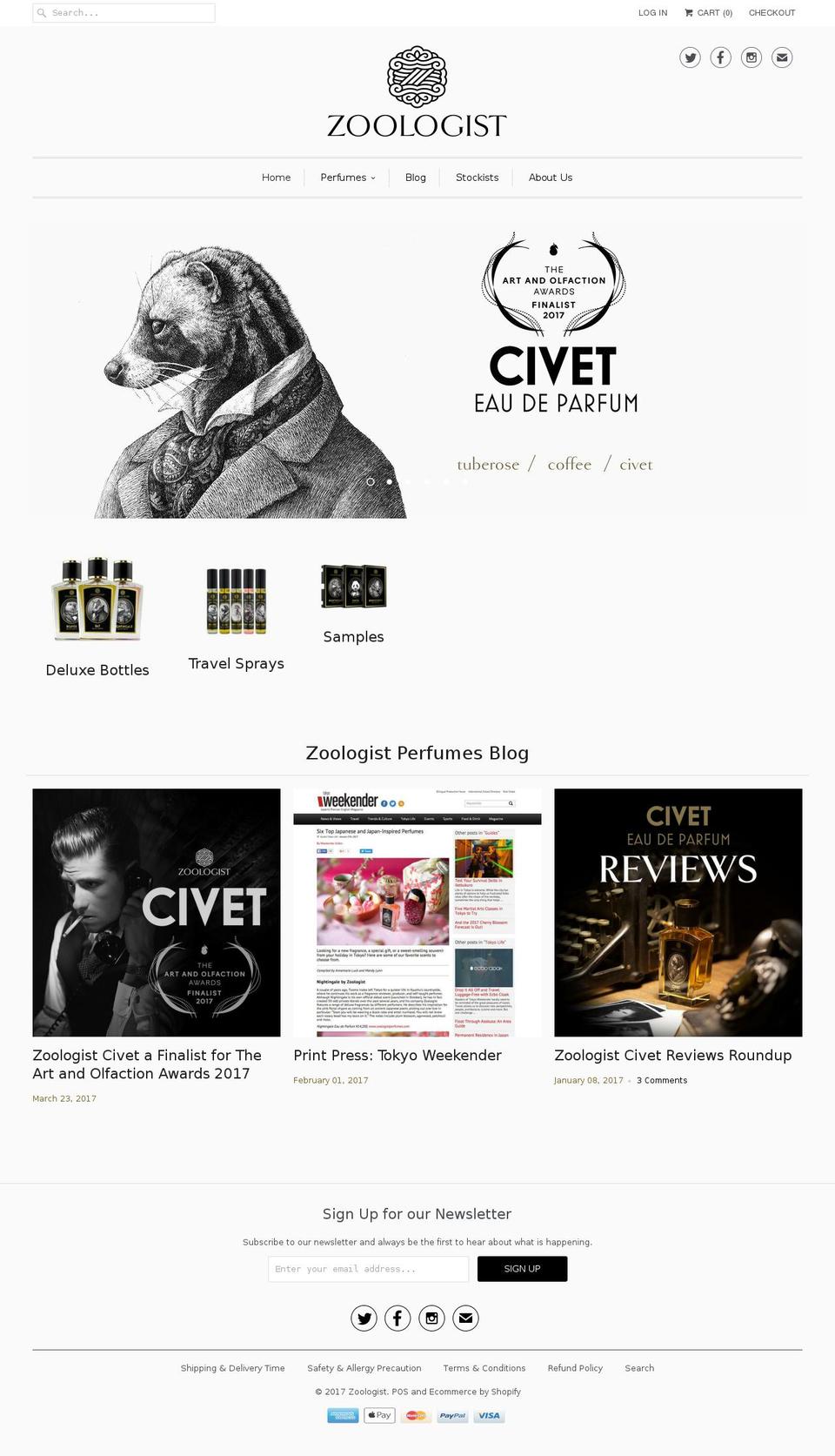 zoologistperfumes.com shopify website screenshot