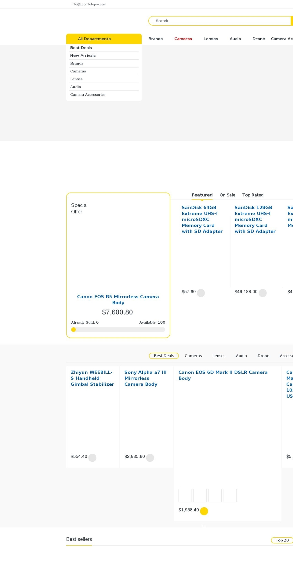 zoomfotopro.com shopify website screenshot
