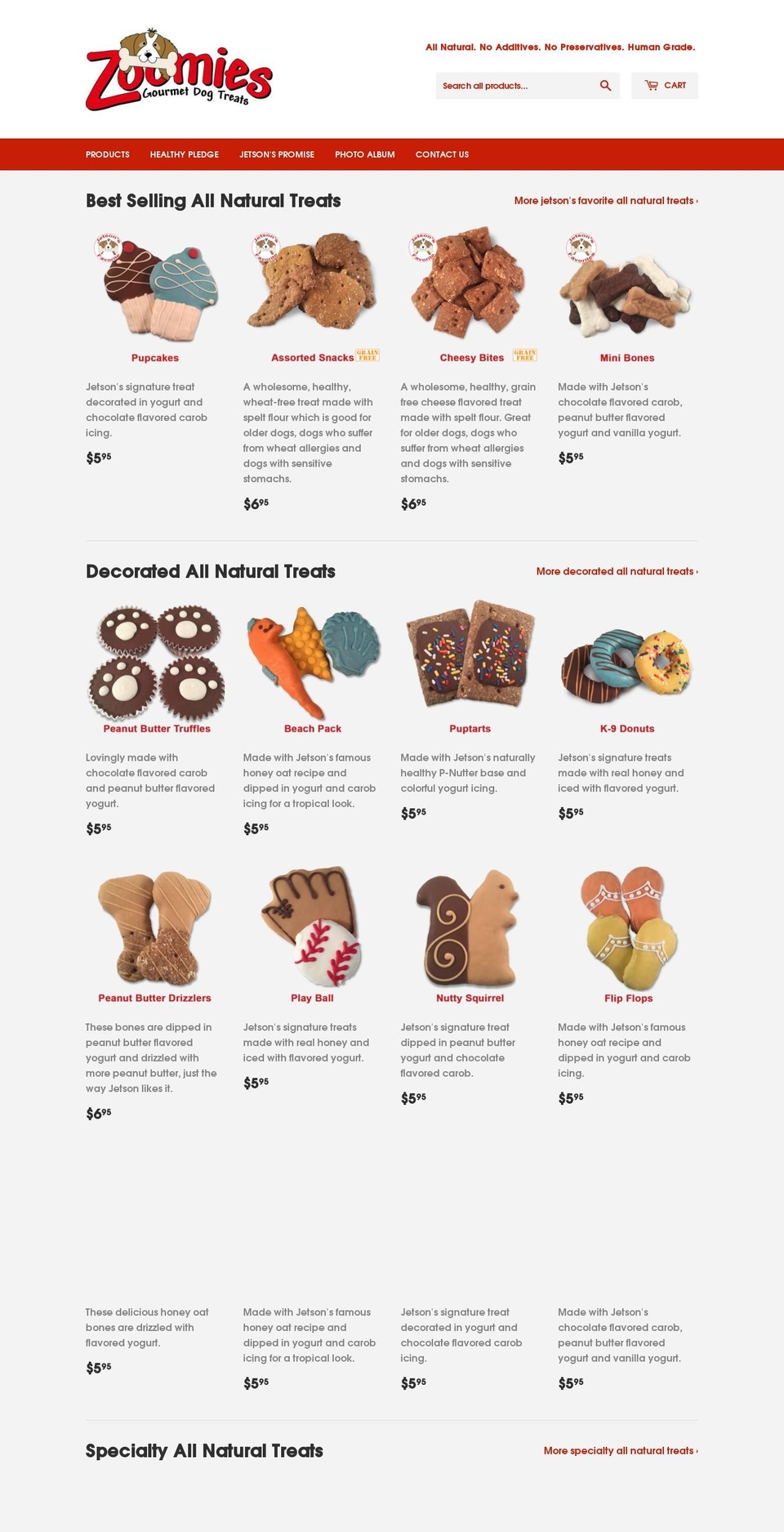 zoomiesgourmetdogtreats.com shopify website screenshot