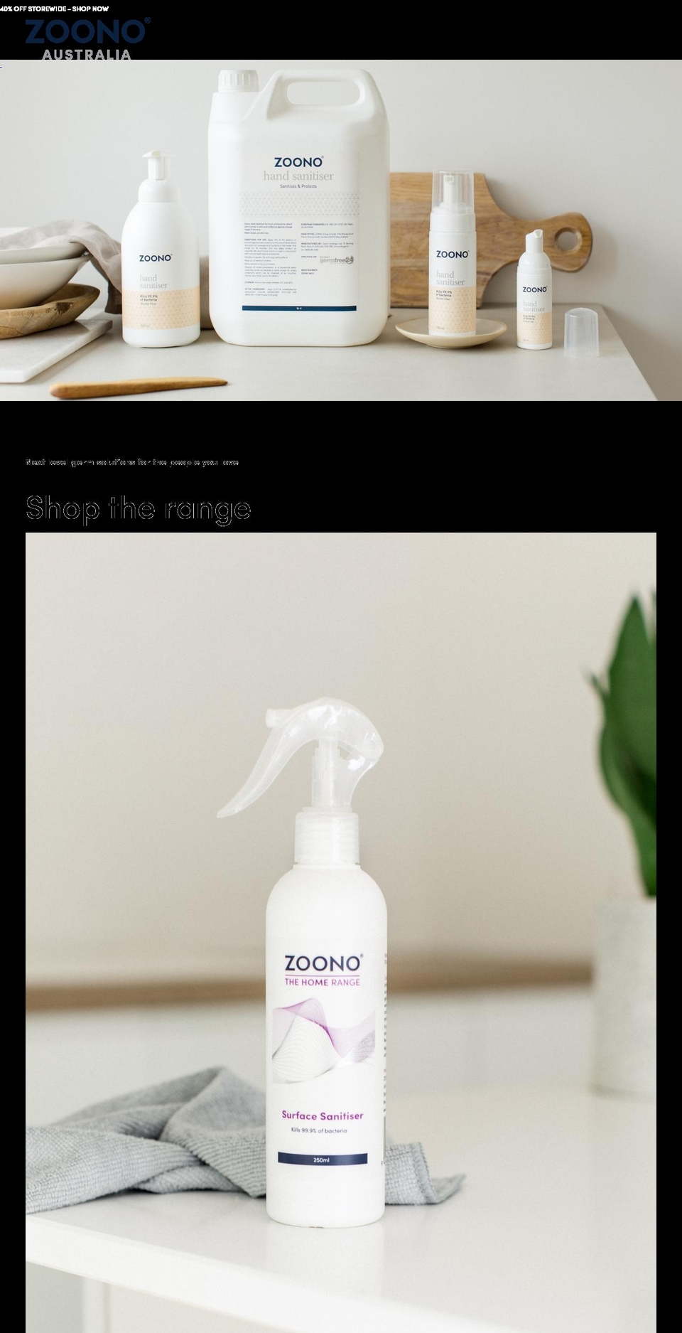zoono.com.au shopify website screenshot