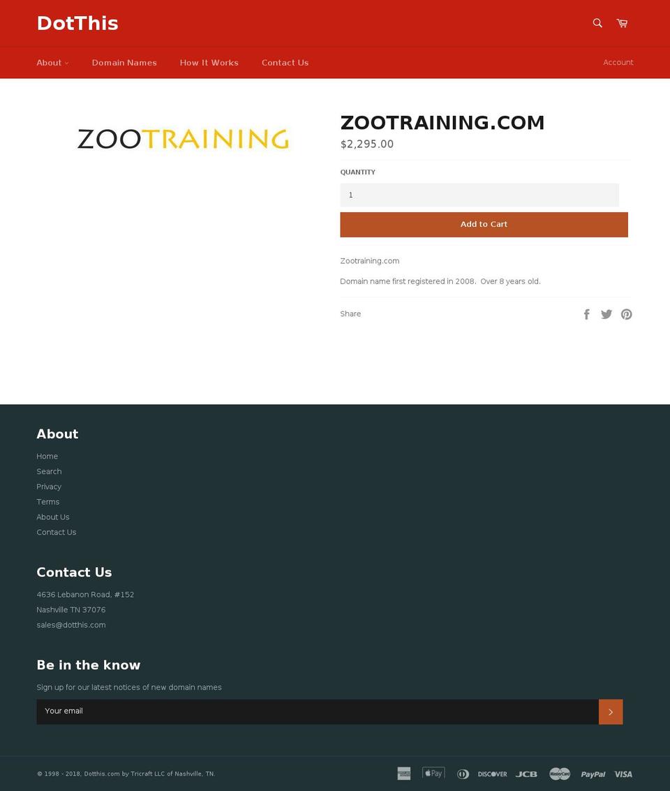 zootraining.com shopify website screenshot