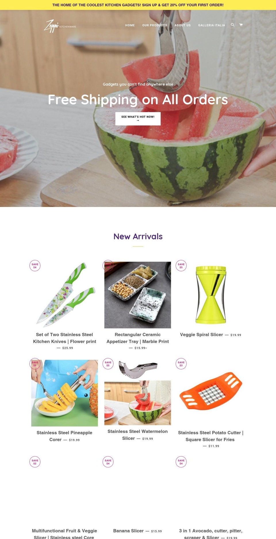 zoppikitchenware.com shopify website screenshot