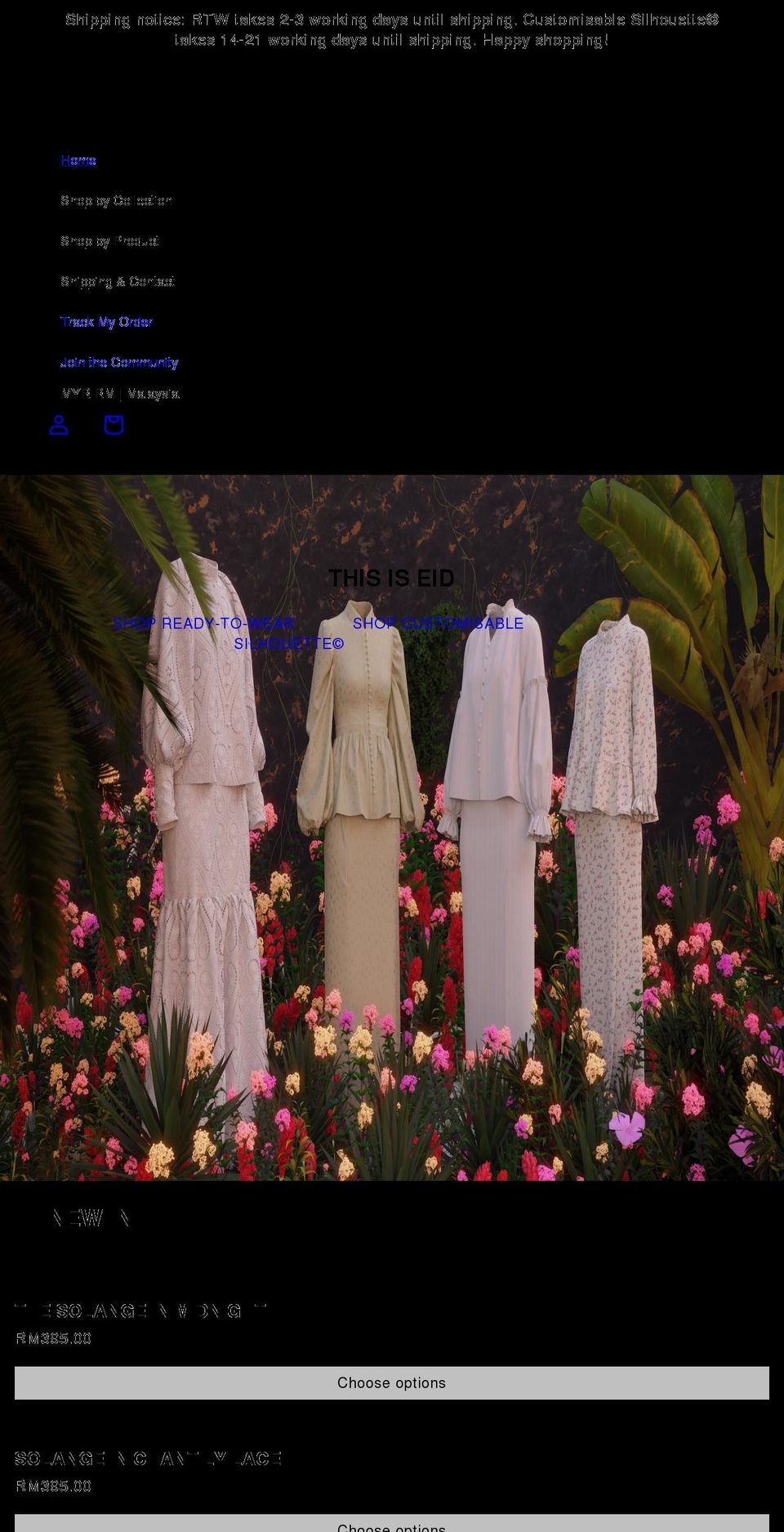 zoradesigners.com shopify website screenshot