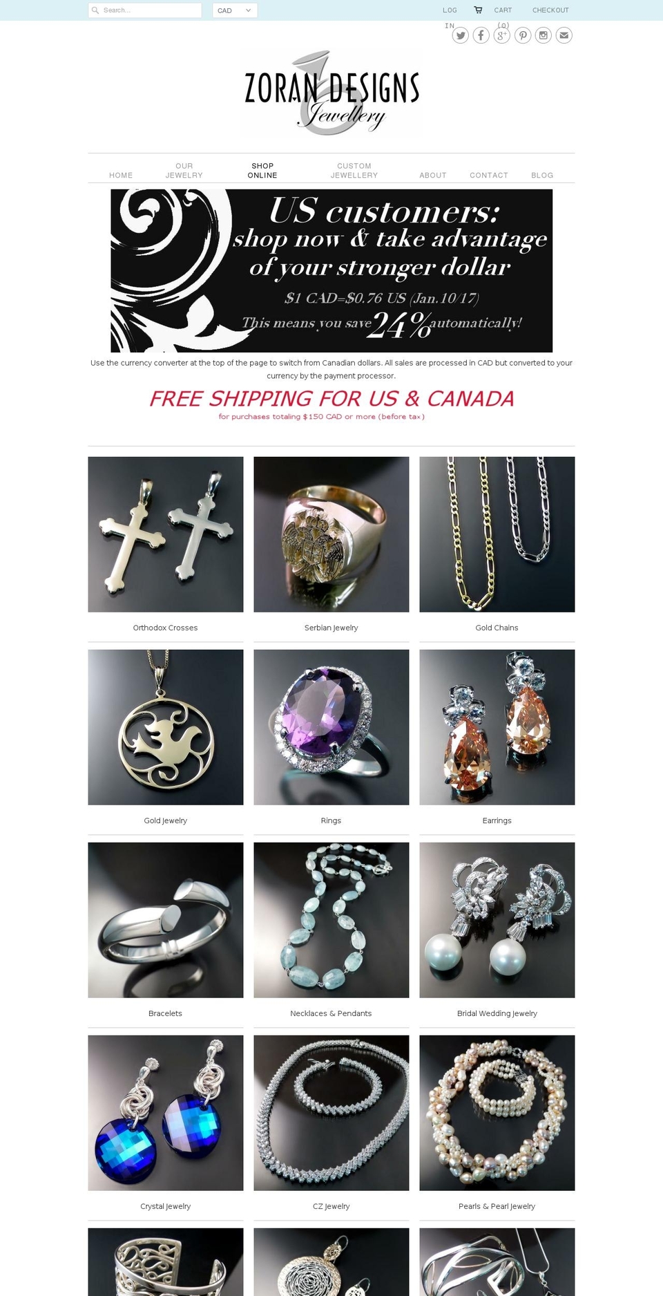 zorandesignsjewelry.com shopify website screenshot