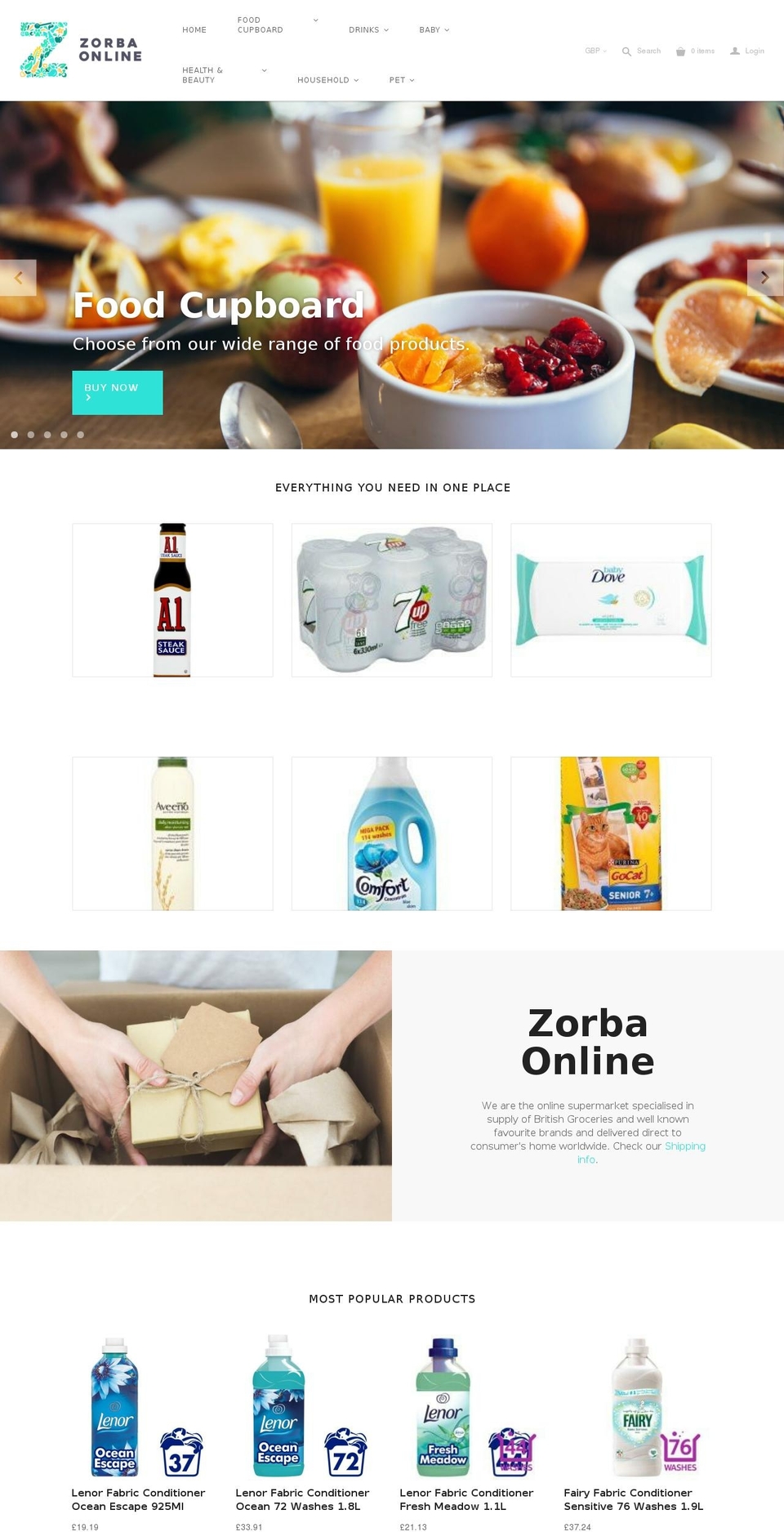 zorbaonline.com — Shopify storefront screenshot