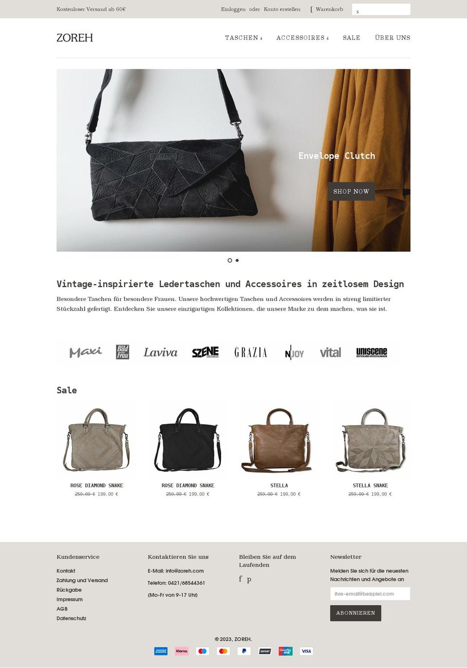 zoreh.com shopify website screenshot