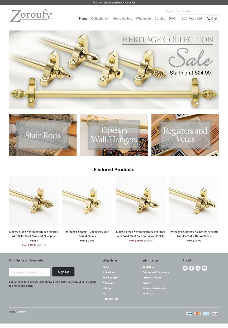 zoroufystairrods.com shopify website screenshot