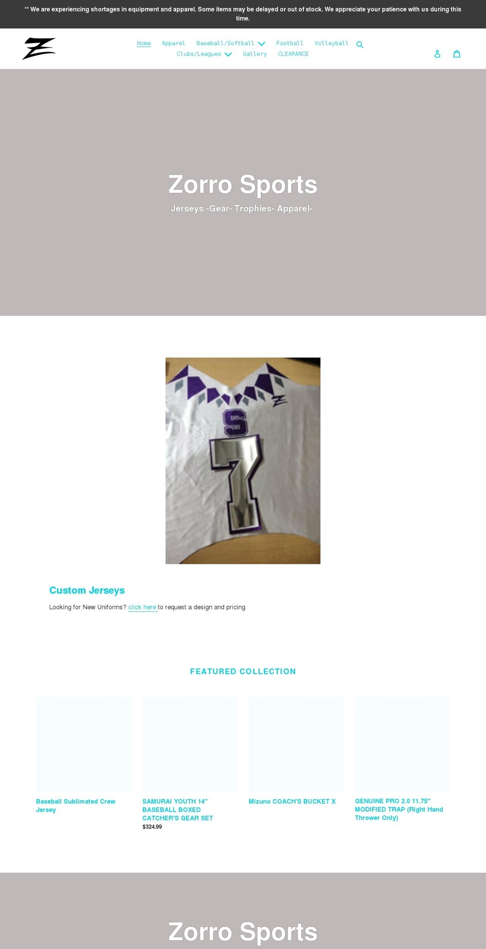 zorro-sports-usa.myshopify.com shopify website screenshot