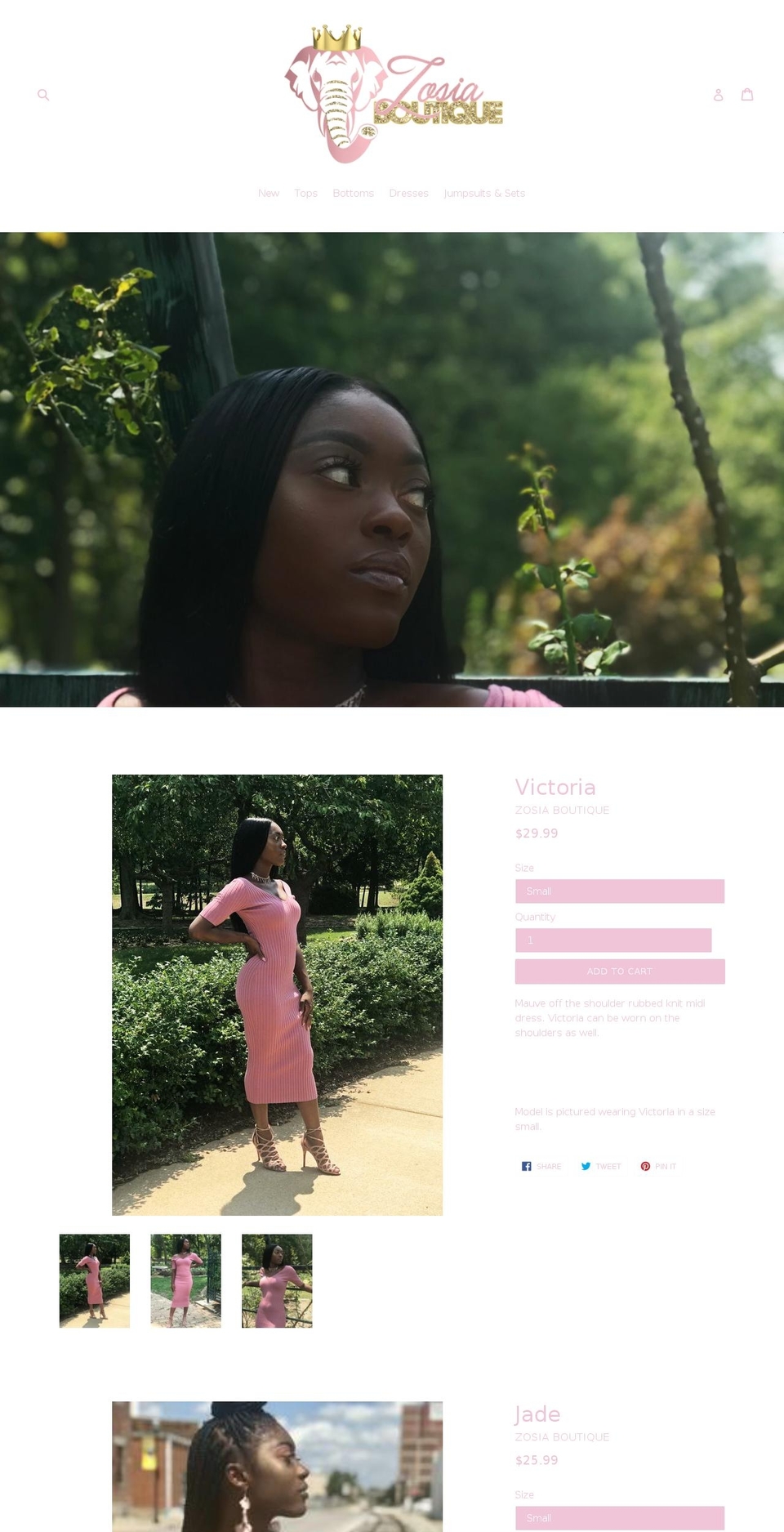 zosiaboutique.com — Shopify storefront screenshot