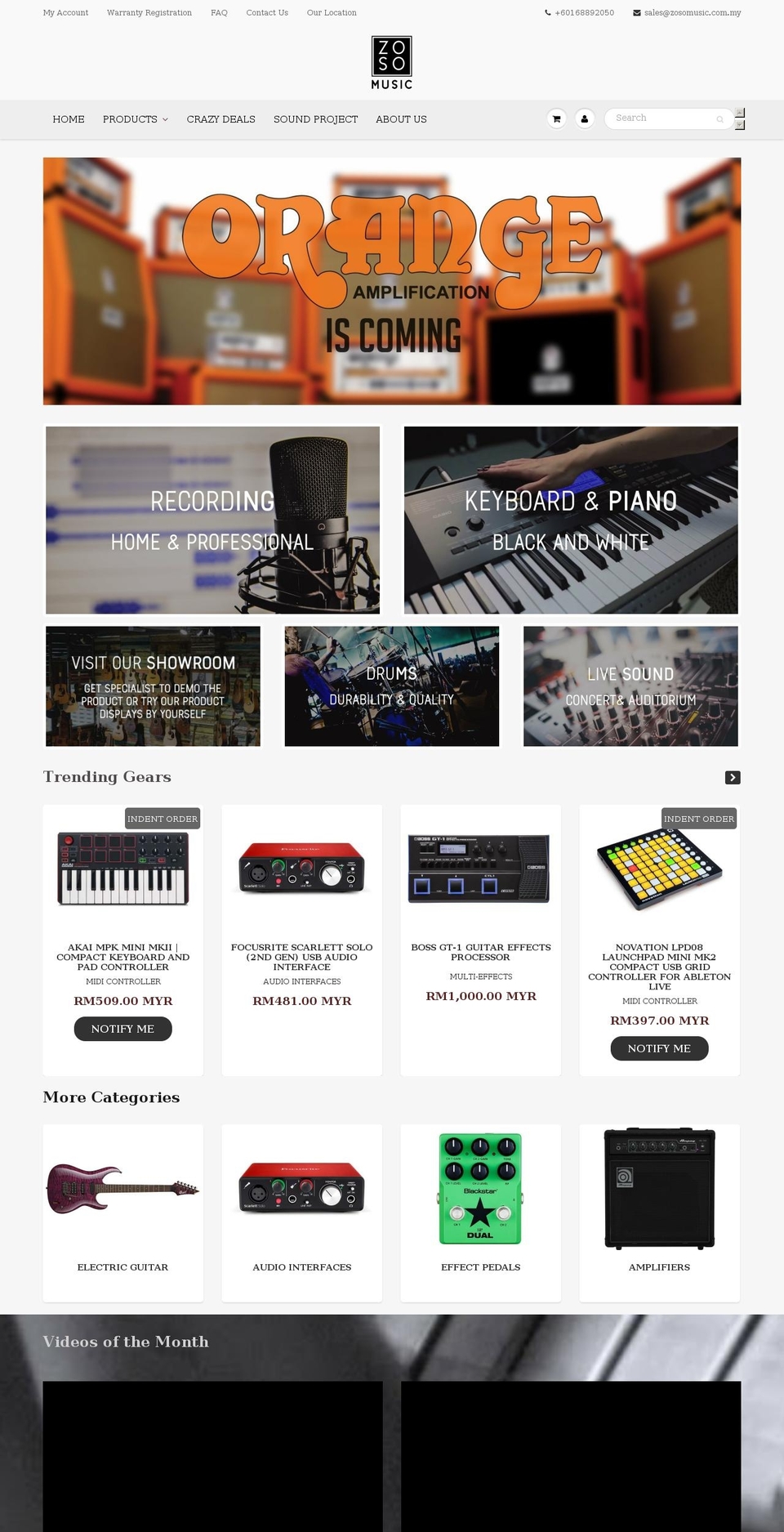 zosomusic.com shopify website screenshot