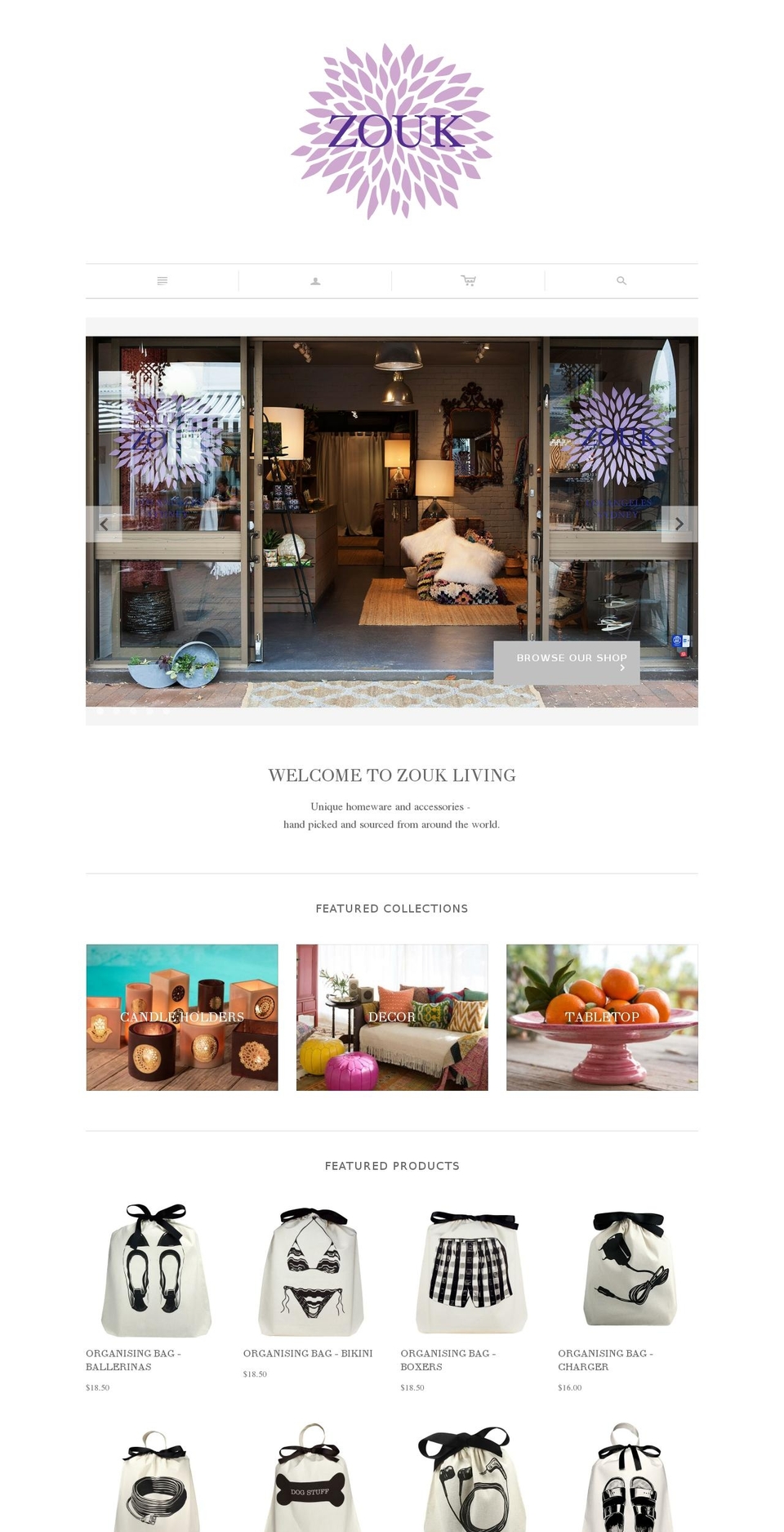 zoukliving.com.au shopify website screenshot