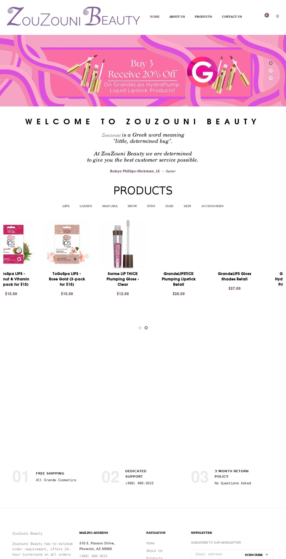 zouzounibeauty.com shopify website screenshot