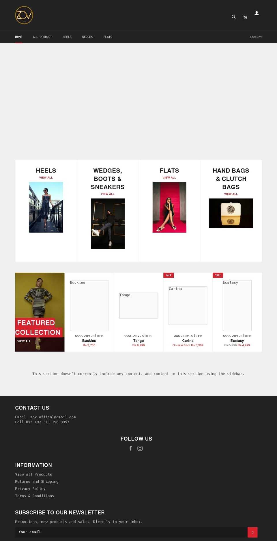 zov.store shopify website screenshot