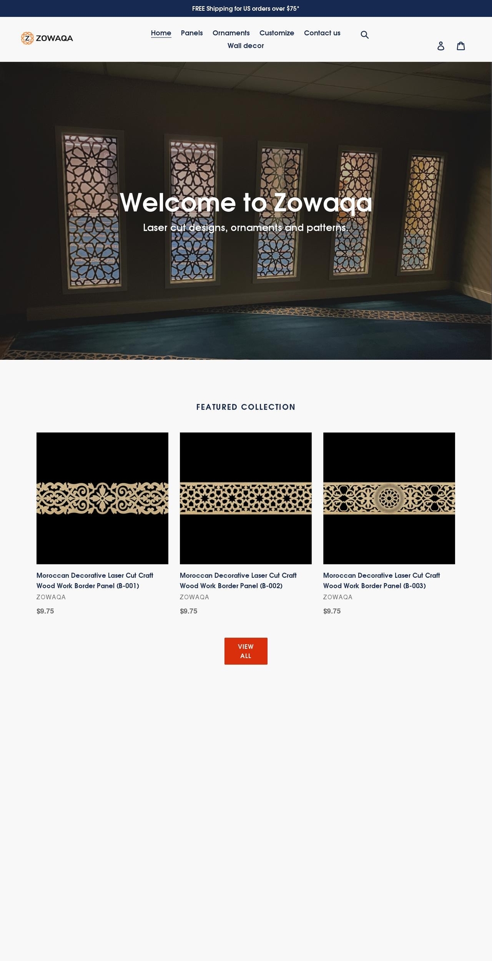 zowaqa.com shopify website screenshot