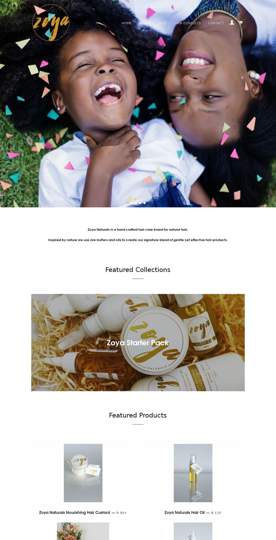 zoyanaturals.co.za shopify website screenshot