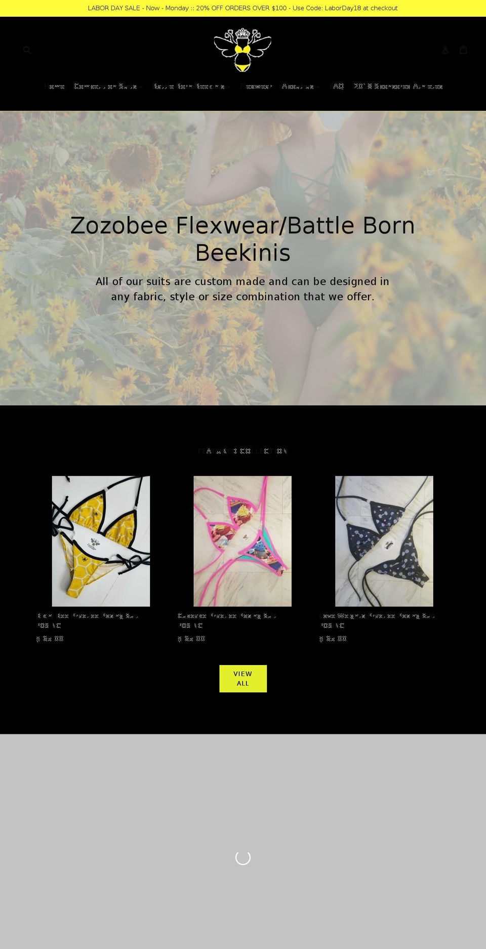 zozobeeflexwear.com — Shopify storefront screenshot