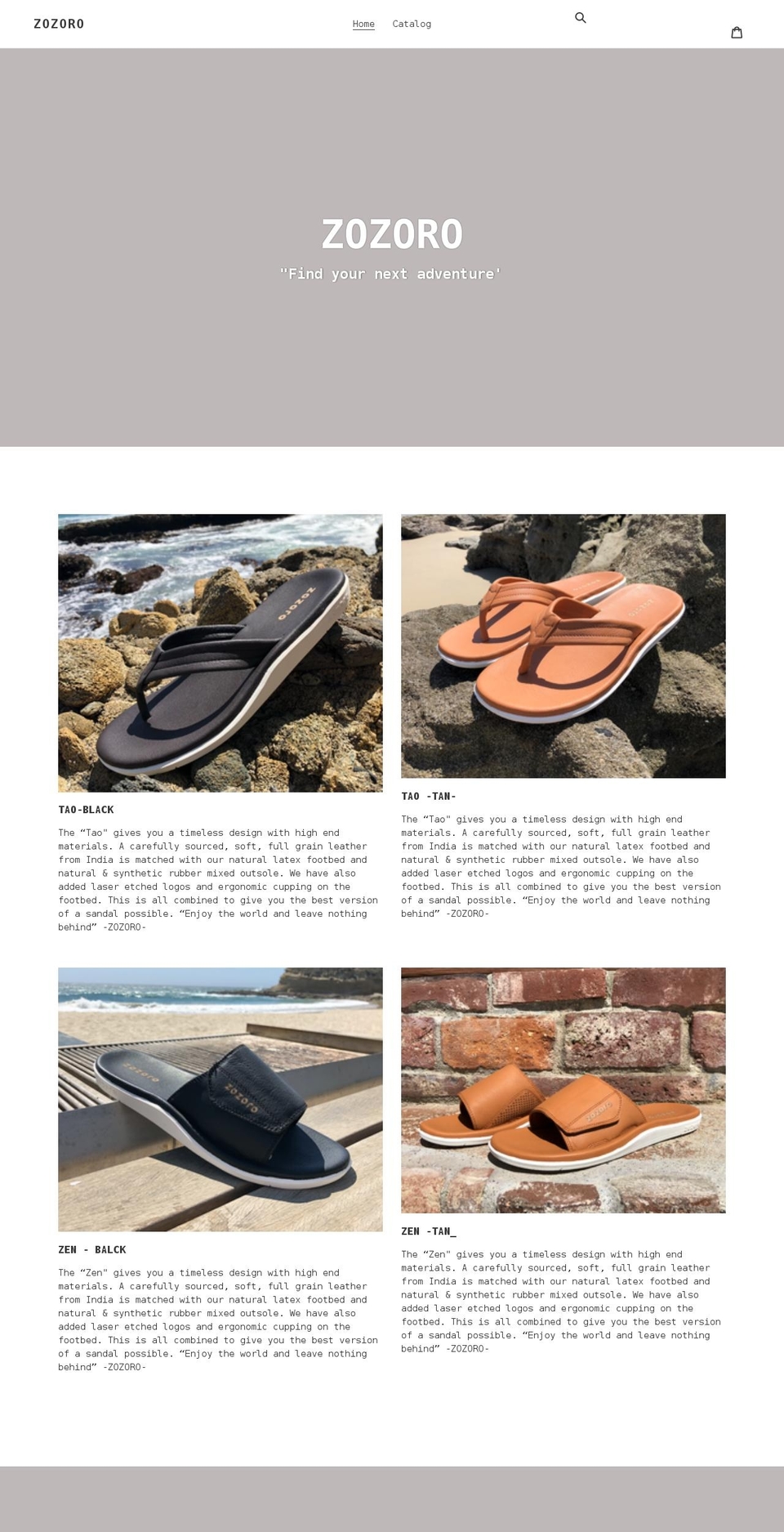 zozoro.com shopify website screenshot