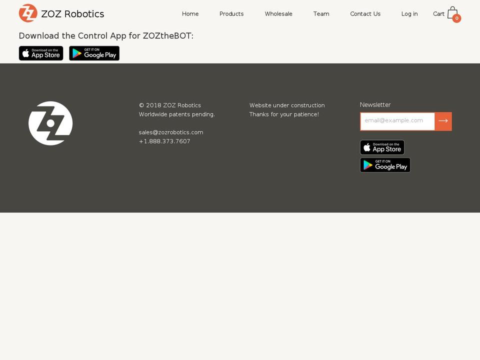 zozrobotics.com — Shopify storefront screenshot