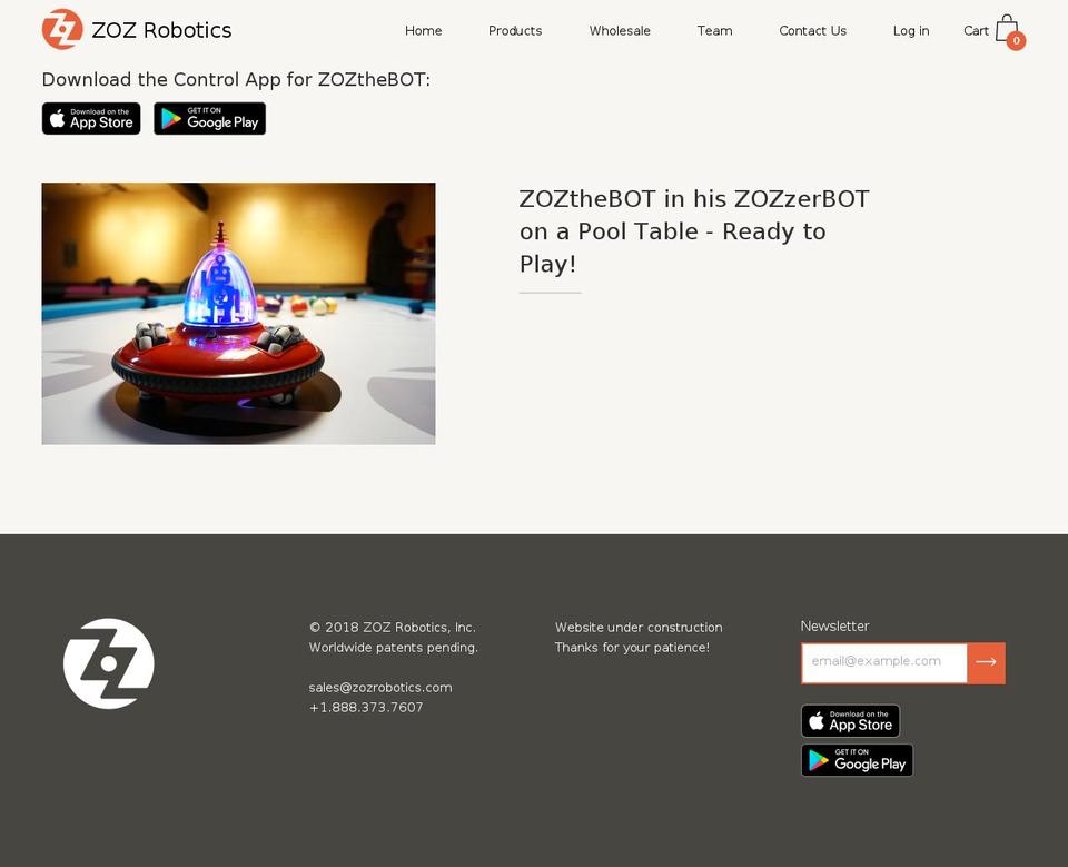 zozthebot.com — Shopify storefront screenshot