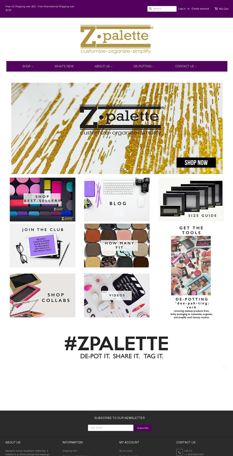 zpalette.com shopify website screenshot