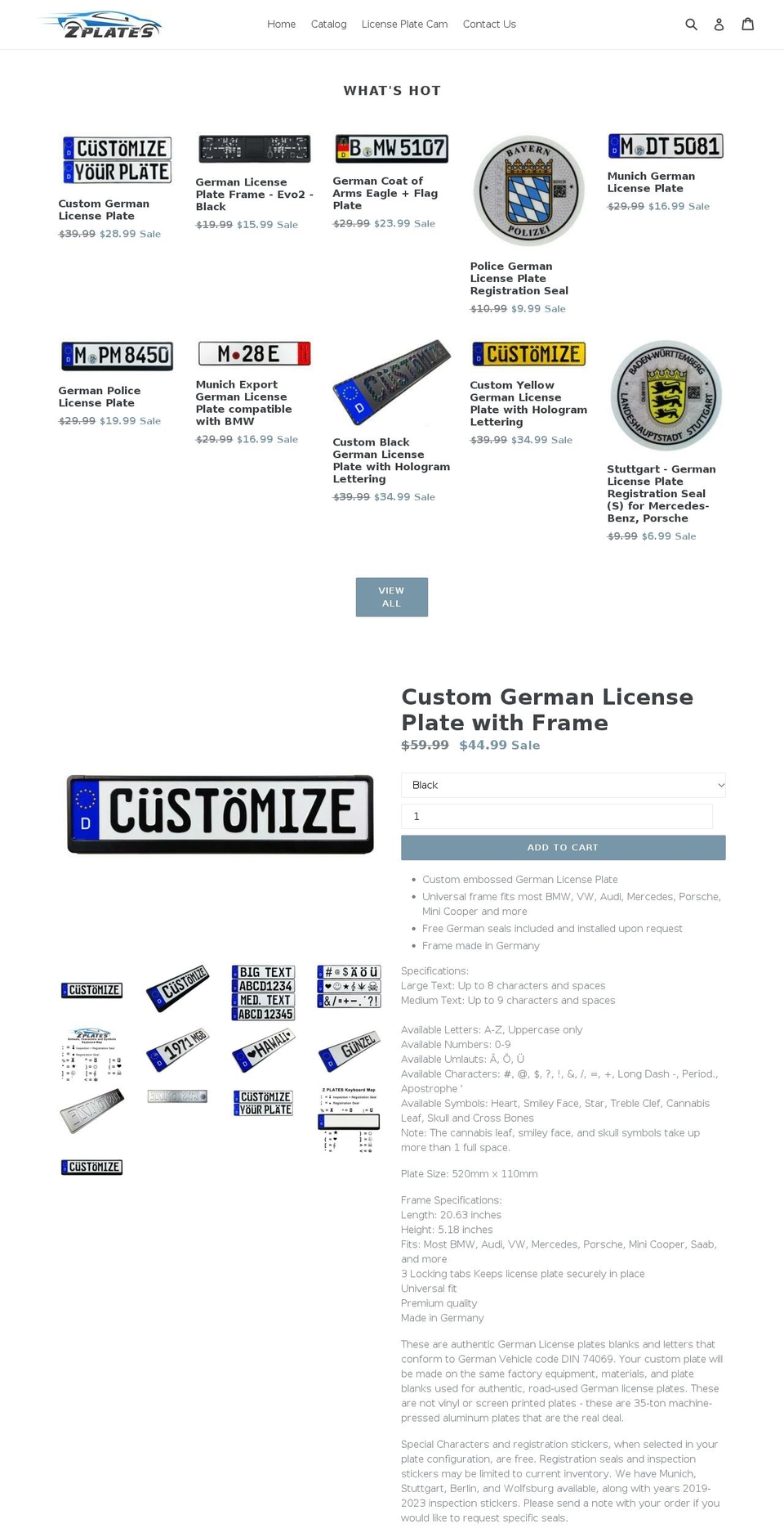 zplates.com shopify website screenshot