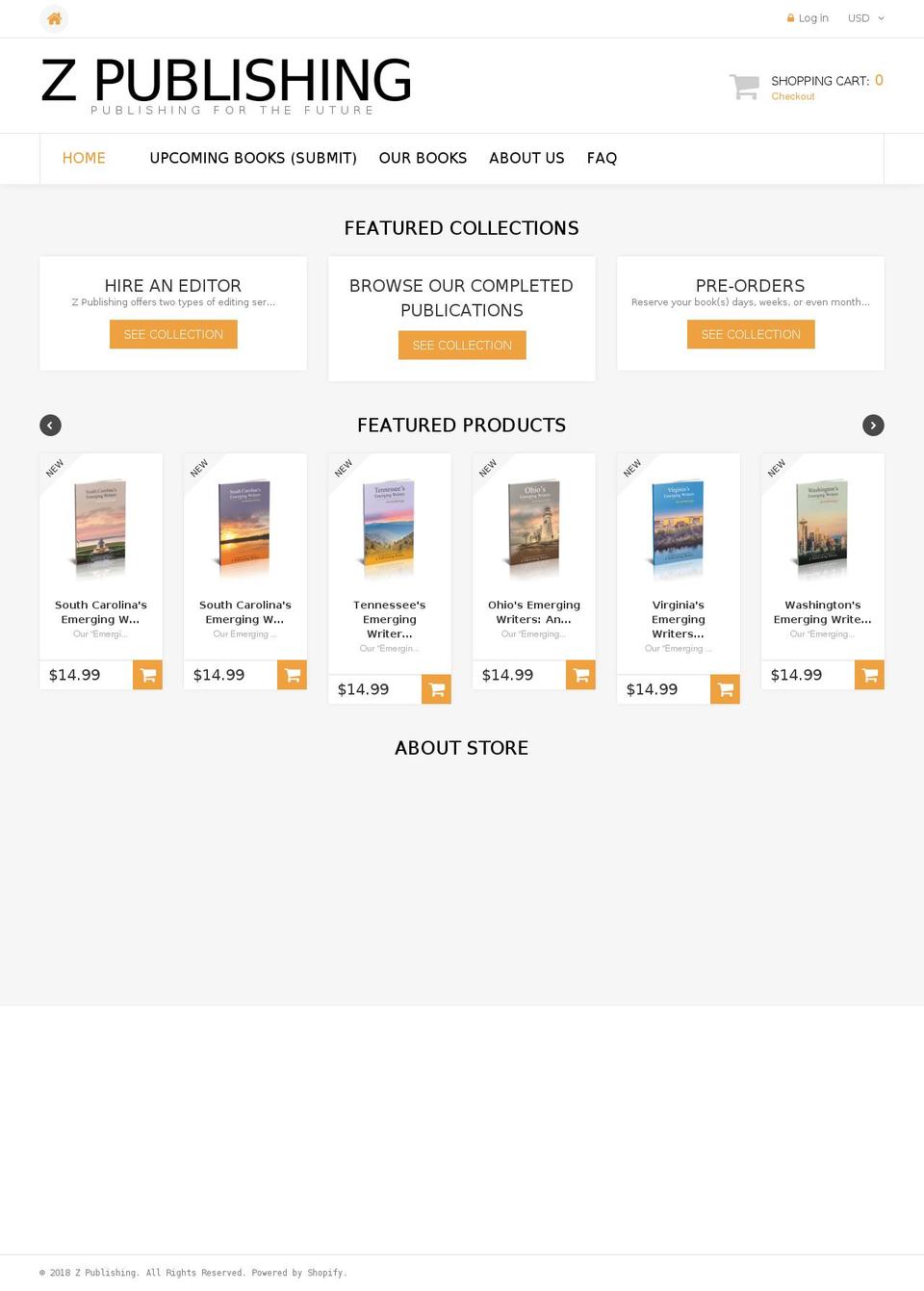 zpublishing.org shopify website screenshot