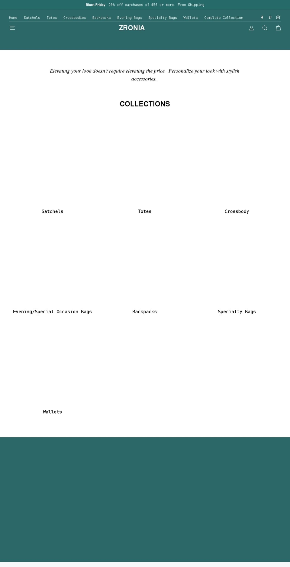 zronia.com shopify website screenshot
