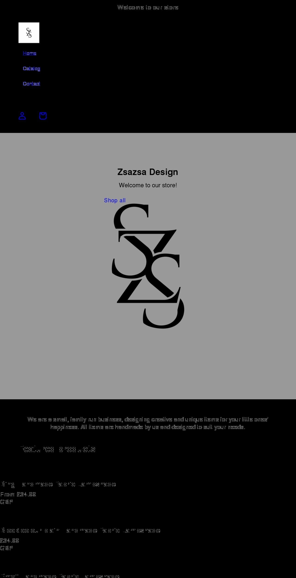zsazsadesign.co.uk shopify website screenshot