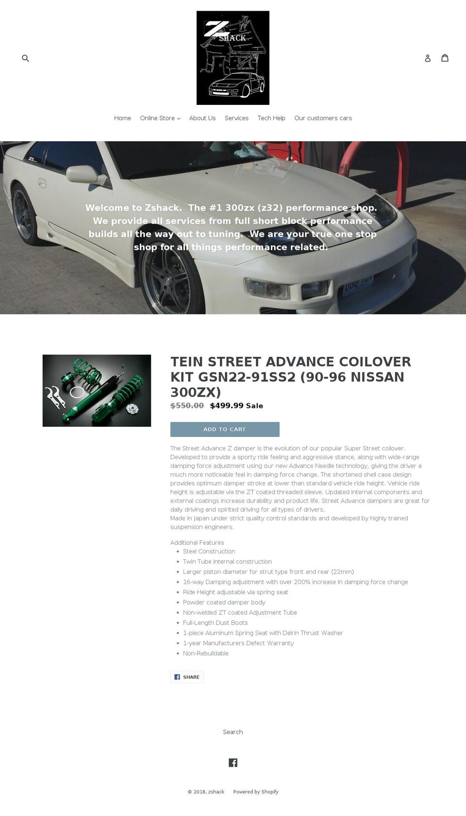 zshackperformance.com shopify website screenshot