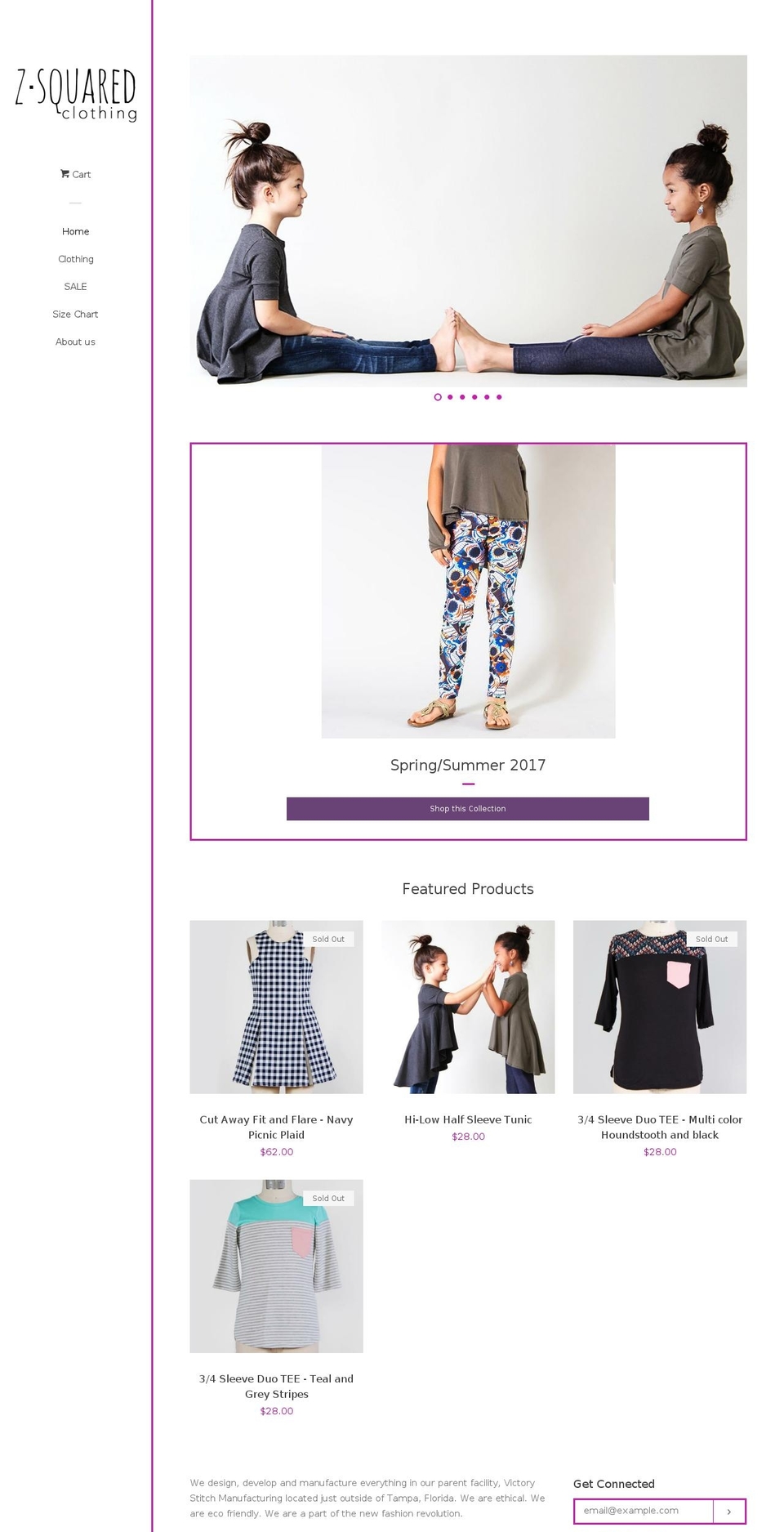 zsquaredclothing.com shopify website screenshot