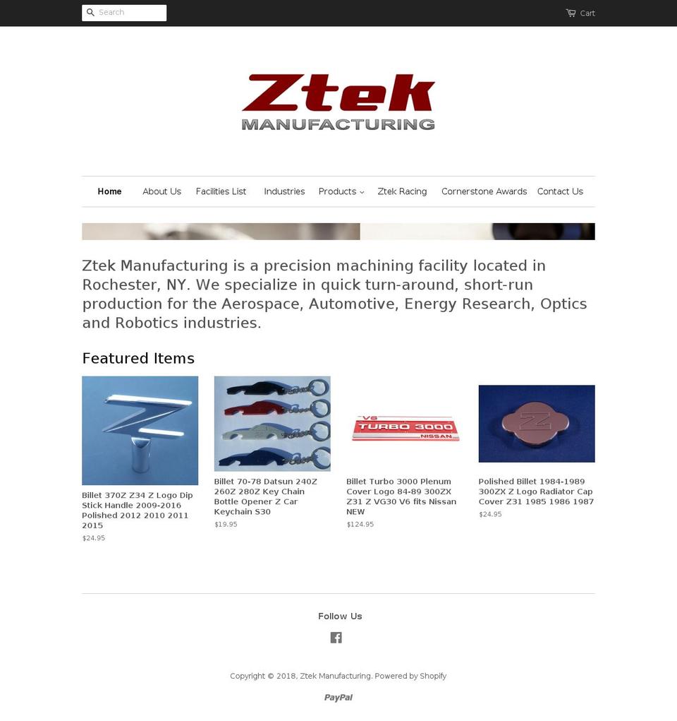 ztekmfg.com shopify website screenshot