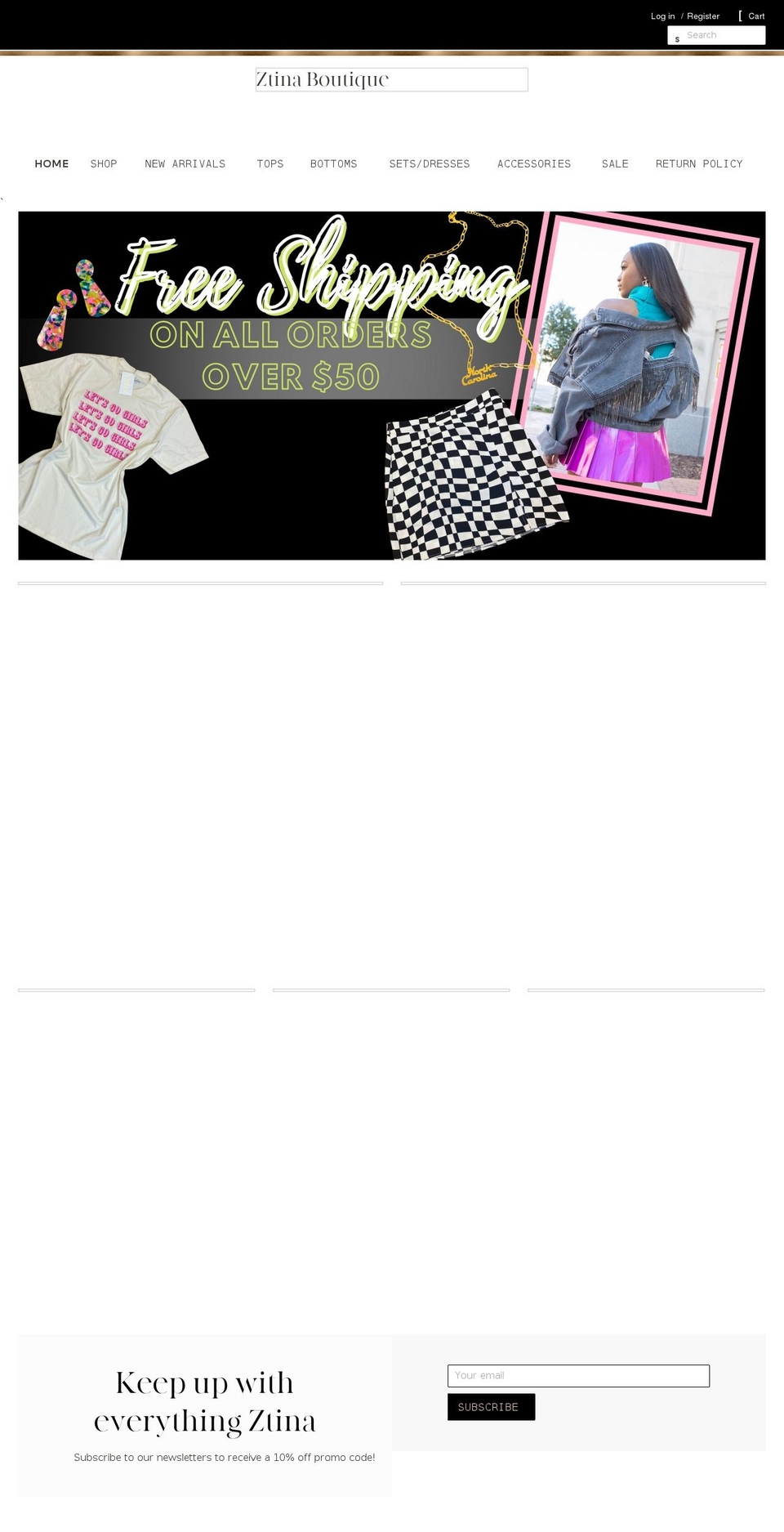 ztinaboutique.com shopify website screenshot