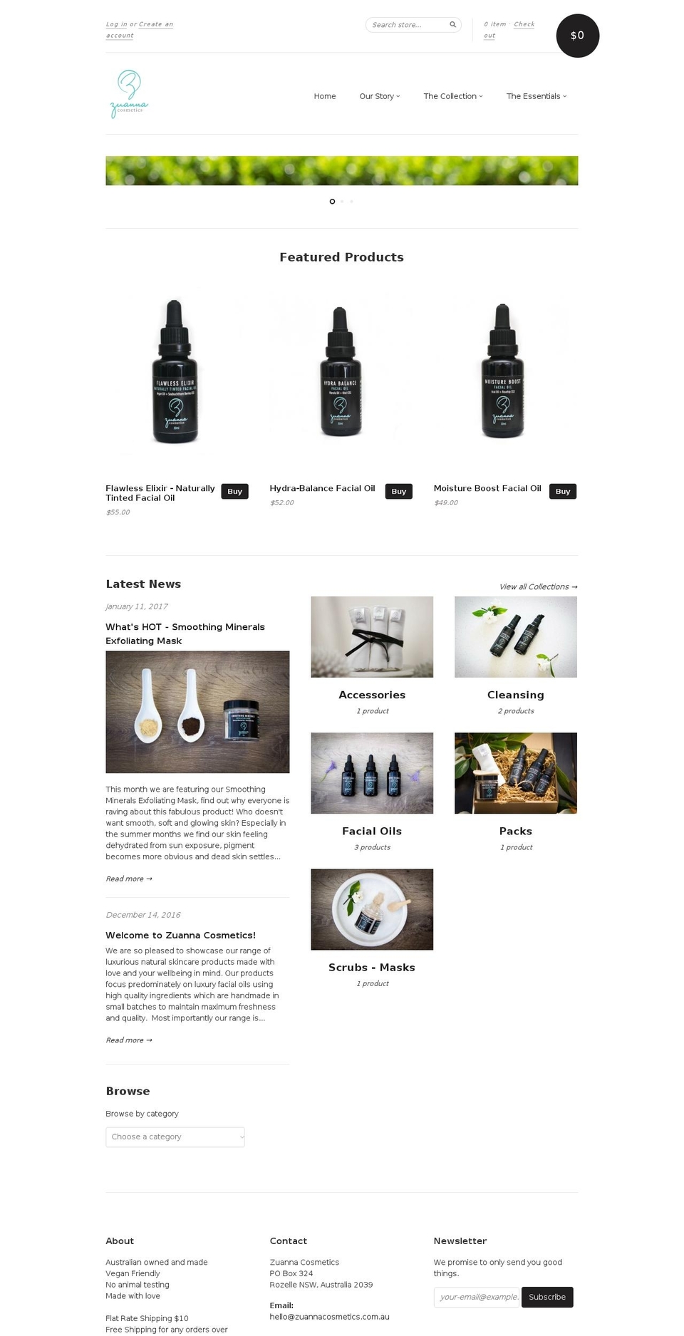 zuannacosmetics.com shopify website screenshot