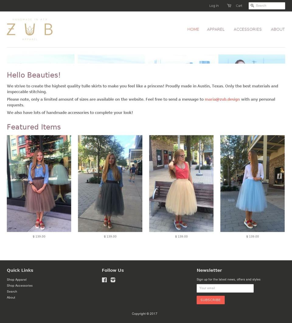 zub.design shopify website screenshot