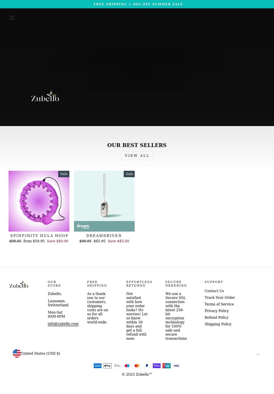 zubello.com shopify website screenshot