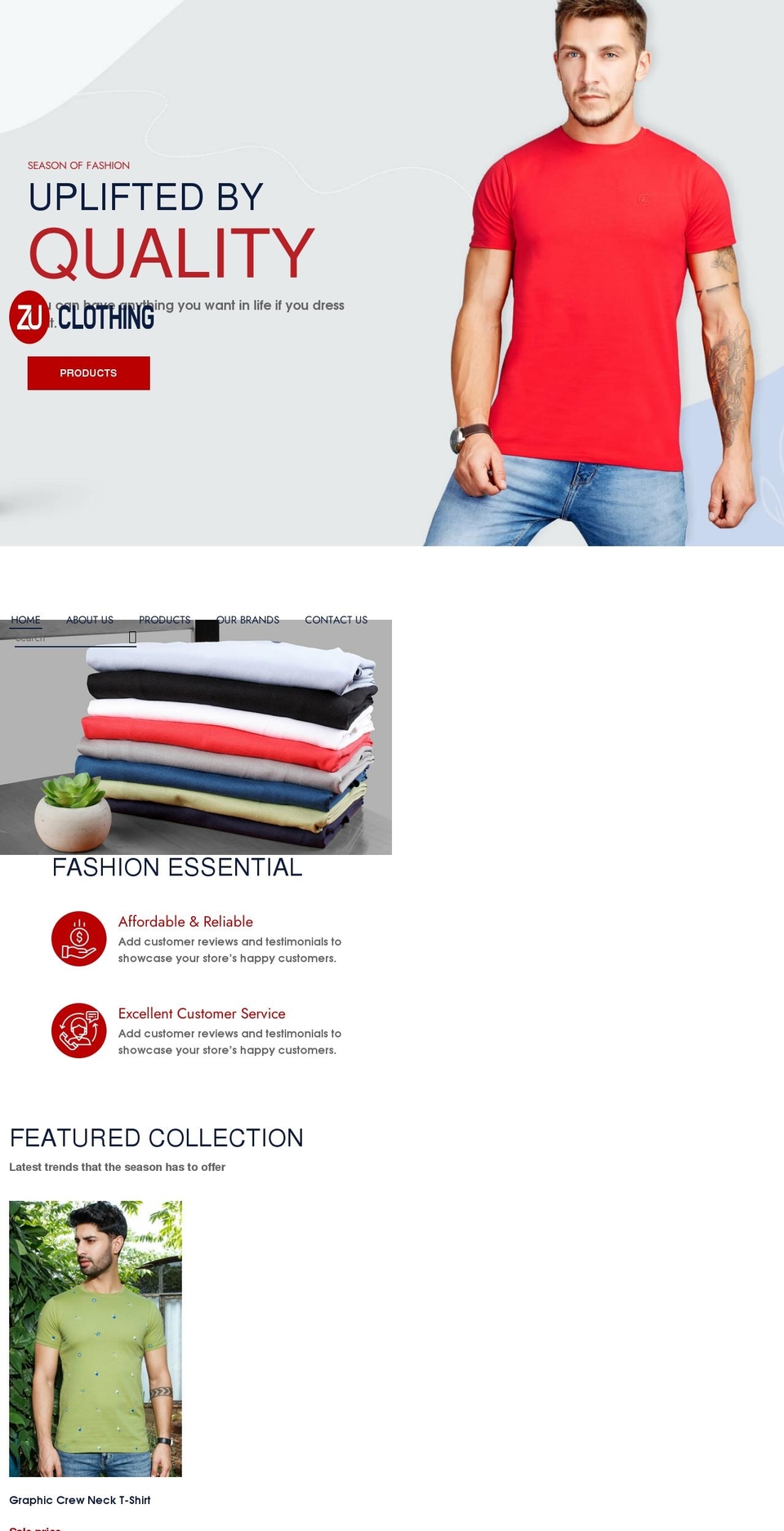 zuclothing.com shopify website screenshot